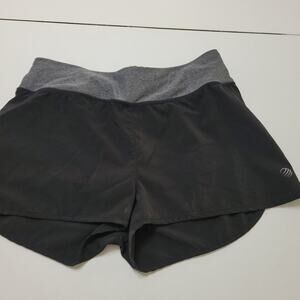 MPG Womens Small Athletic Shorts Black Grey Drawstring Zipped Pocket Comfort Top